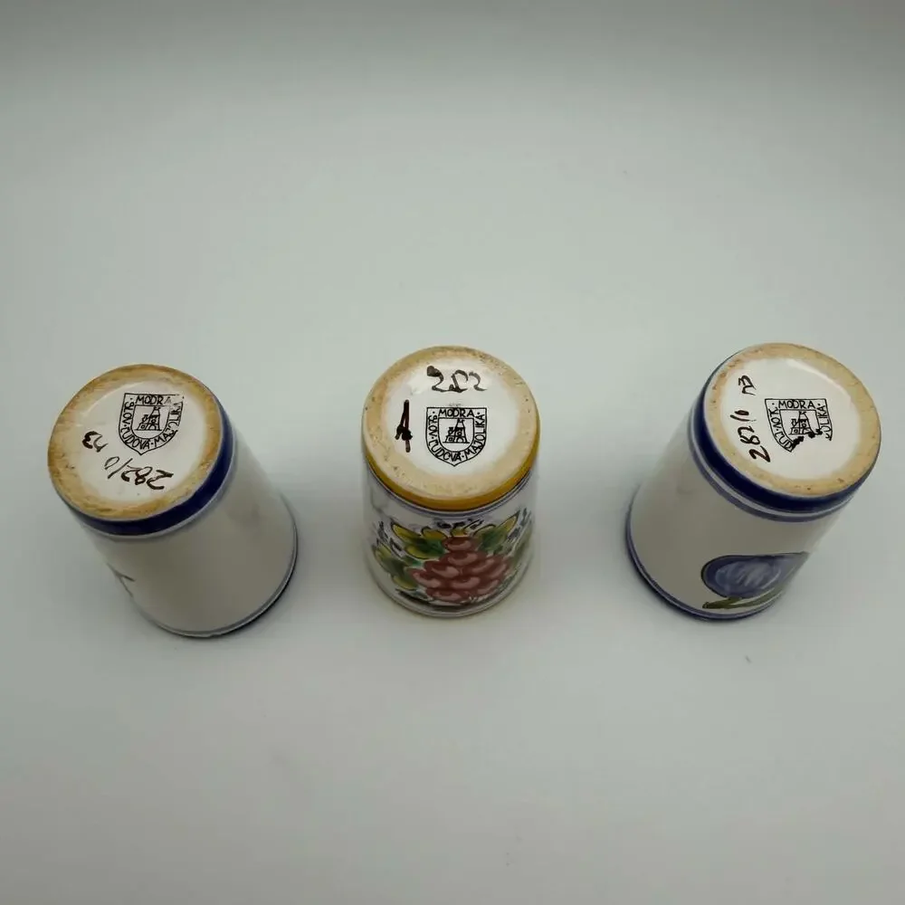 Vintage Ceramic Hand Painted Shot Glasses Liqueur Cups Set of 3 Fruit Motifs